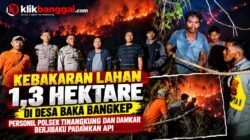 Kebakaran Lahan 1,3 Hektare di Desa Baka Bangkep, Personil Polsek Tinangkung dan Damkar Berjibaku Padamkan Api